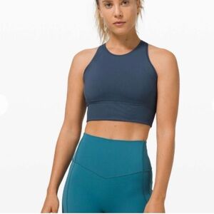 Lululemon Athletica Ebb to Train Sports Bra size 8 Iron Blue